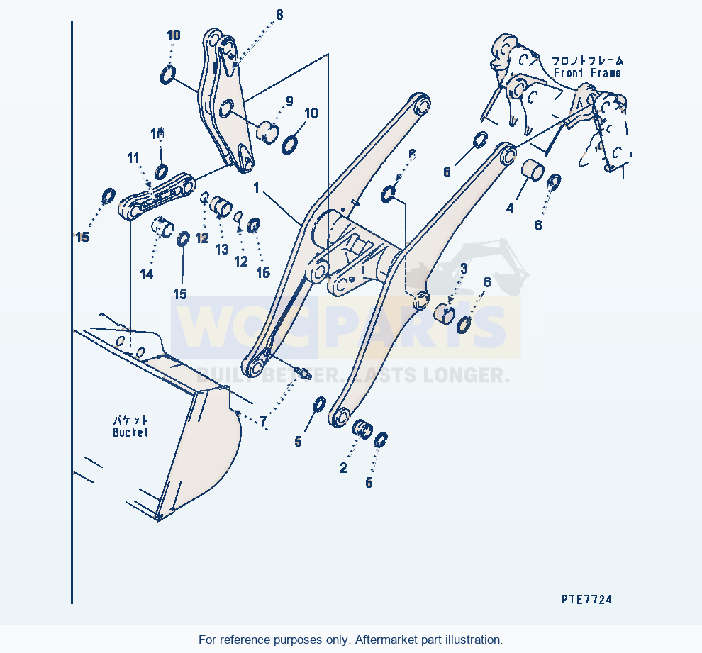 Komatsu WA470-3 Lift Arm And Bellcrank (With Auto Grease) parts diagram