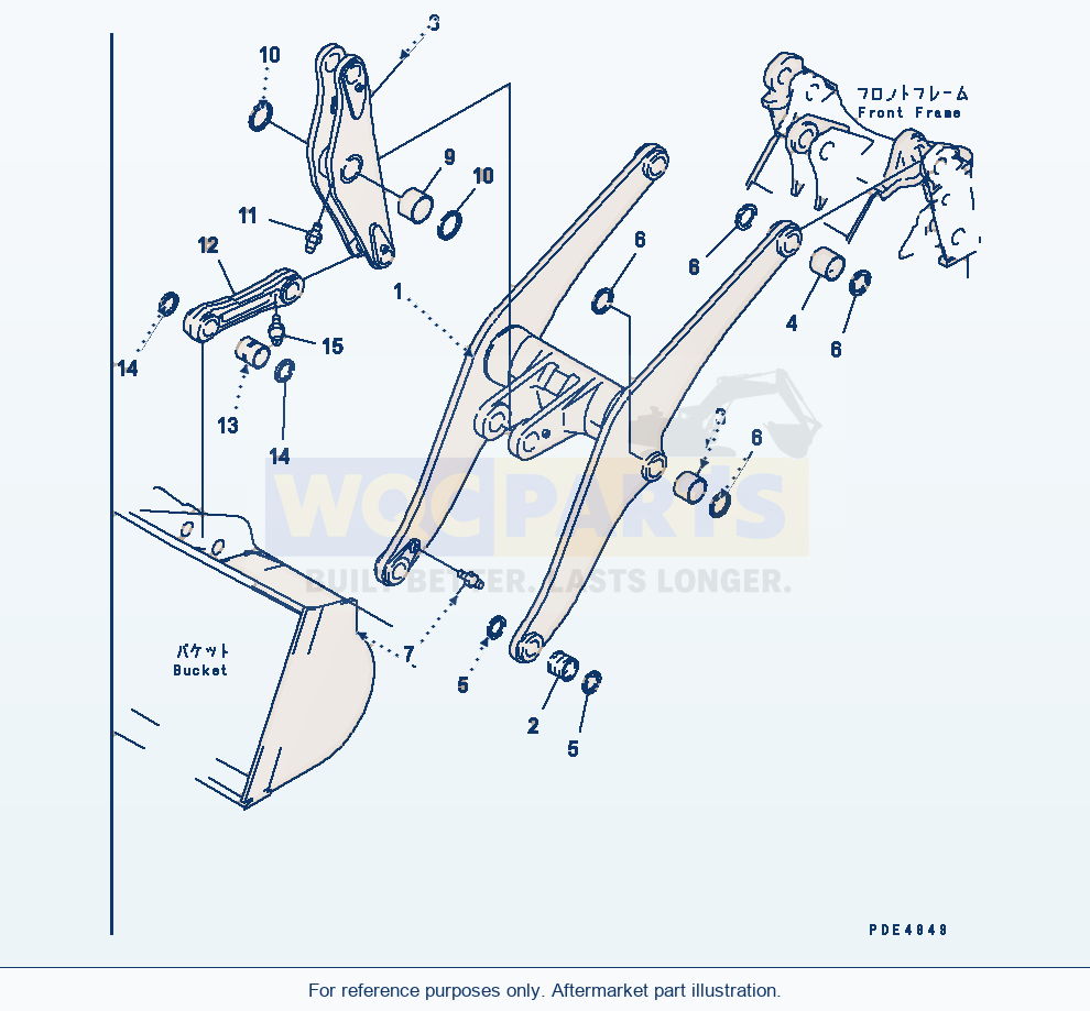 Komatsu WA470-3 Lift Arm And Bellcrank parts diagram