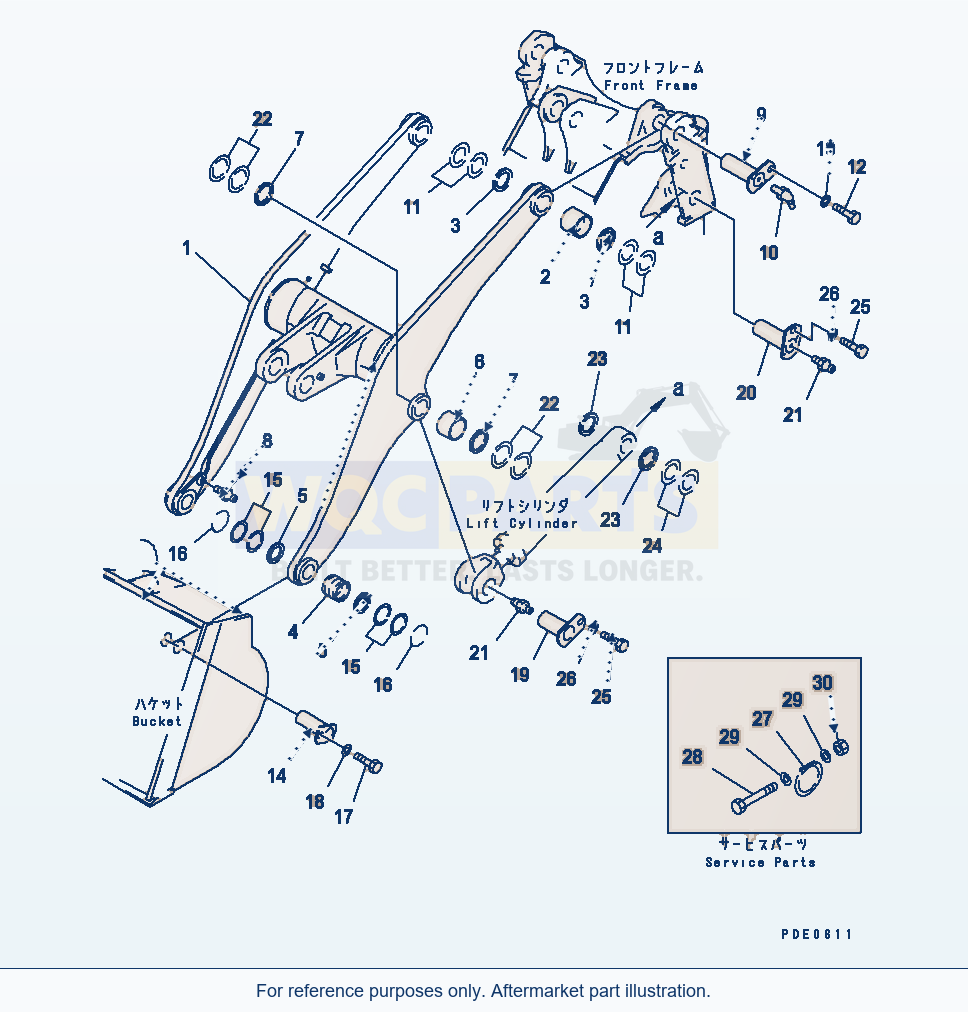 Komatsu WA470-3 Lift Arm (With Auto Grease System)(#50001-) parts diagram