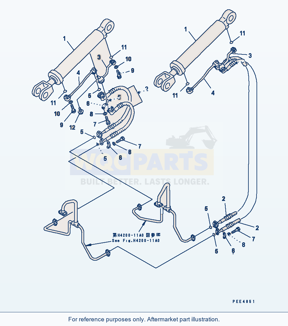 Komatsu WA470-3 Lift Cylinder (Hydraulic Piping) parts diagram