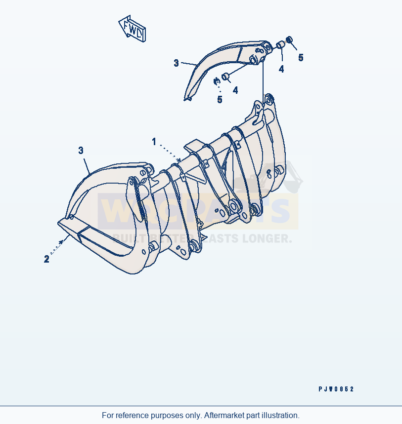 Komatsu WA470-3 Log Grapple (Arm And Carrier) parts diagram