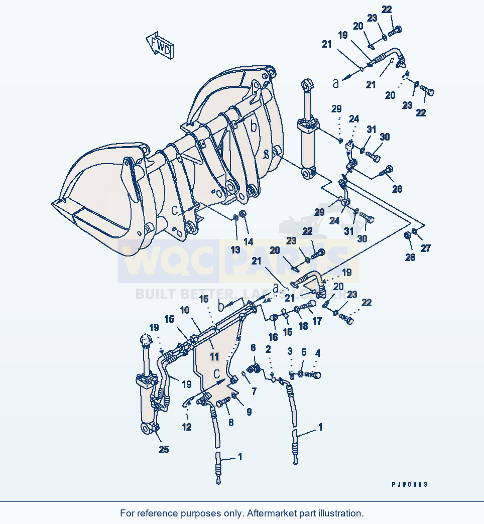 Komatsu WA470-3 Log Grapple (Piping)(#53001-54100) parts diagram