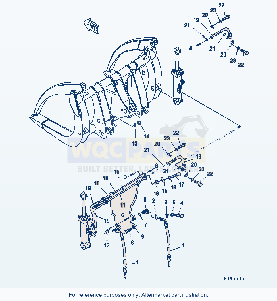 Komatsu WA470-3 Log Grapple (Piping)(#54101-) parts diagram
