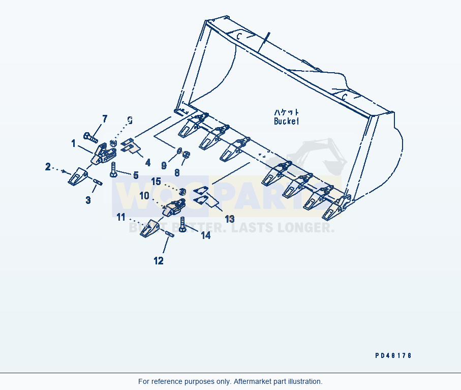 Komatsu WA470-3 Tip Tooth(#50001-) parts diagram