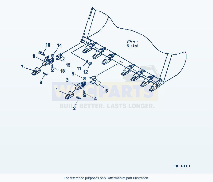 Komatsu WA470-3 Tip Tooth parts diagram