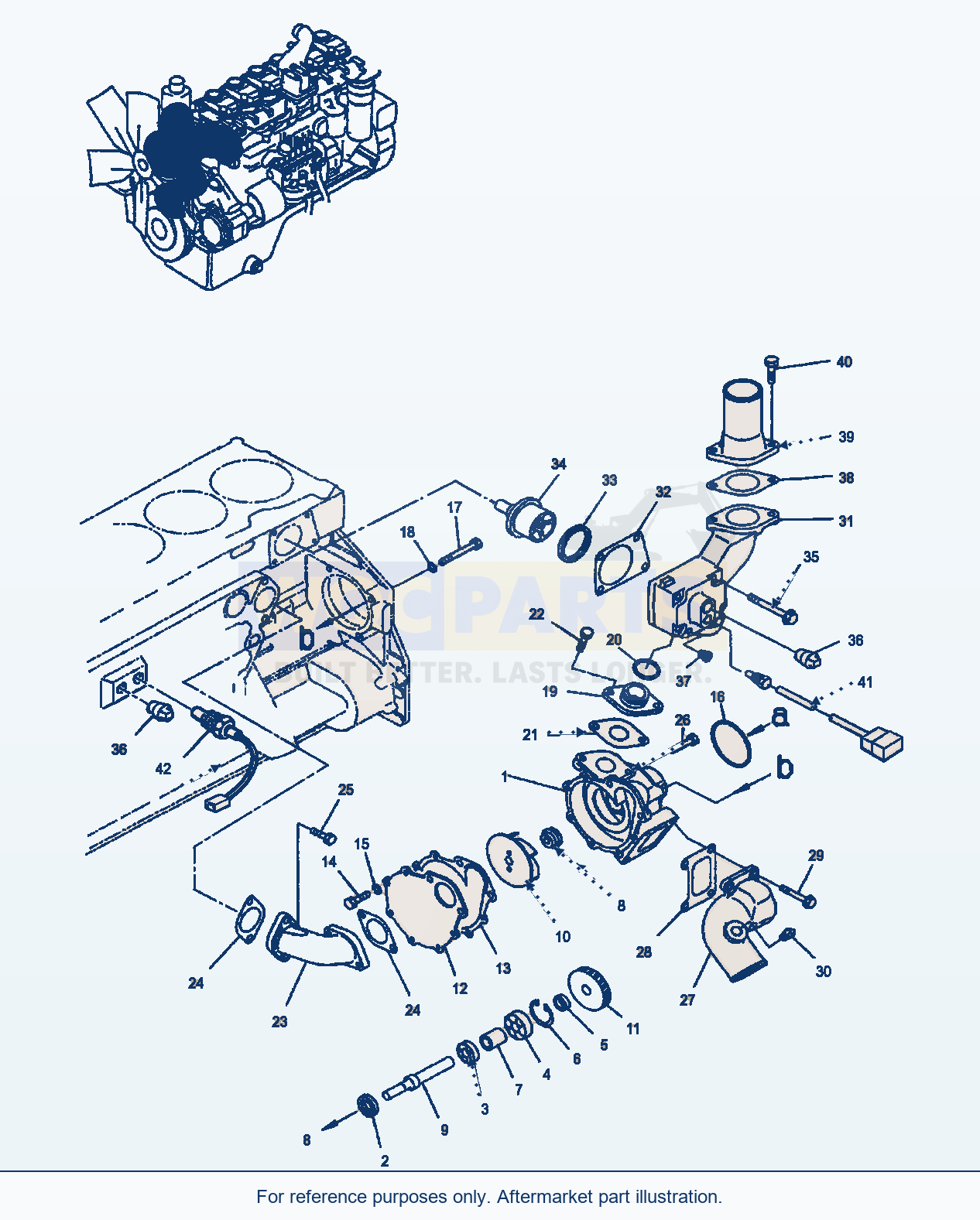 Komatsu WA470-5 Water Pump (Gj2K2657) parts diagram