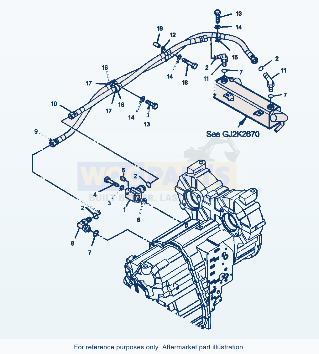 Komatsu WA470-5 Transmission Oil Cooling (Gj2K2678) parts diagram