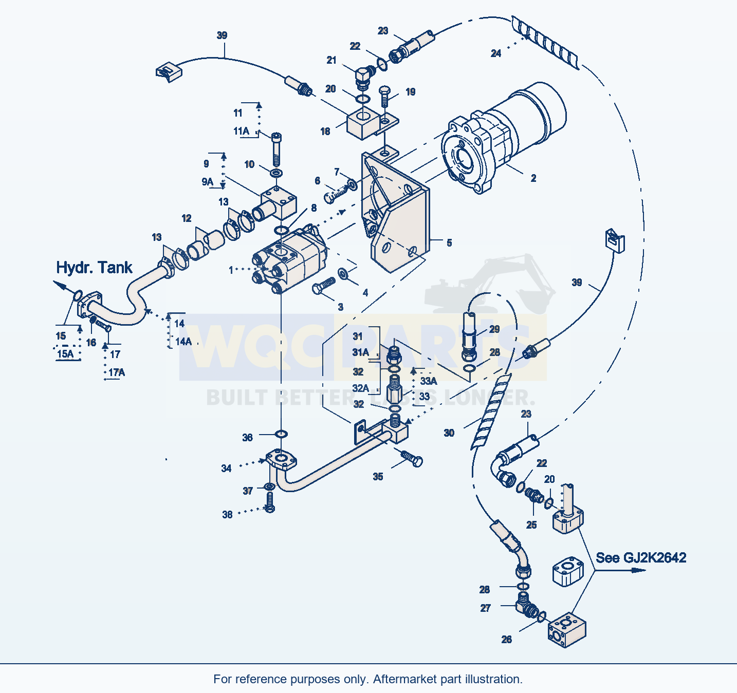 Komatsu WA470-5 Emergency Steering Pump And Pipings parts diagram