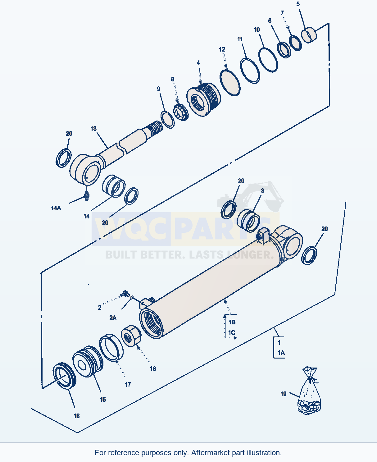Komatsu WA470-5 Steering Cylinder (Gj2K2287) parts diagram