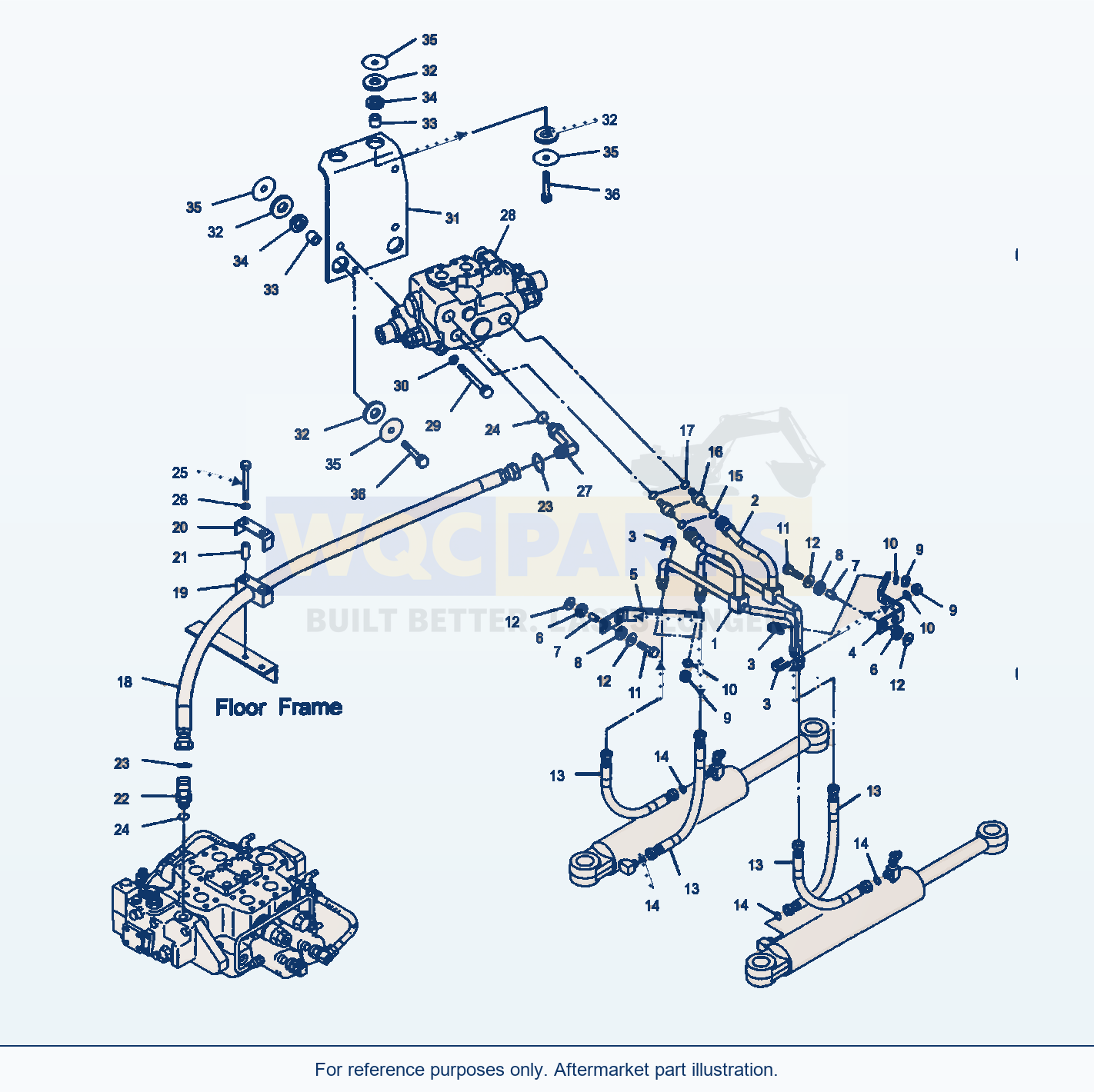 Komatsu WA470-5 Steering, Pipings parts diagram