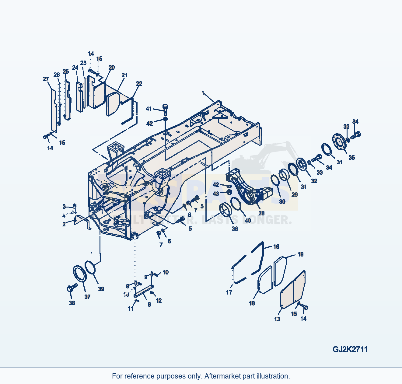 Komatsu WA470-5 Rear Frame (Gj2K2711) parts diagram