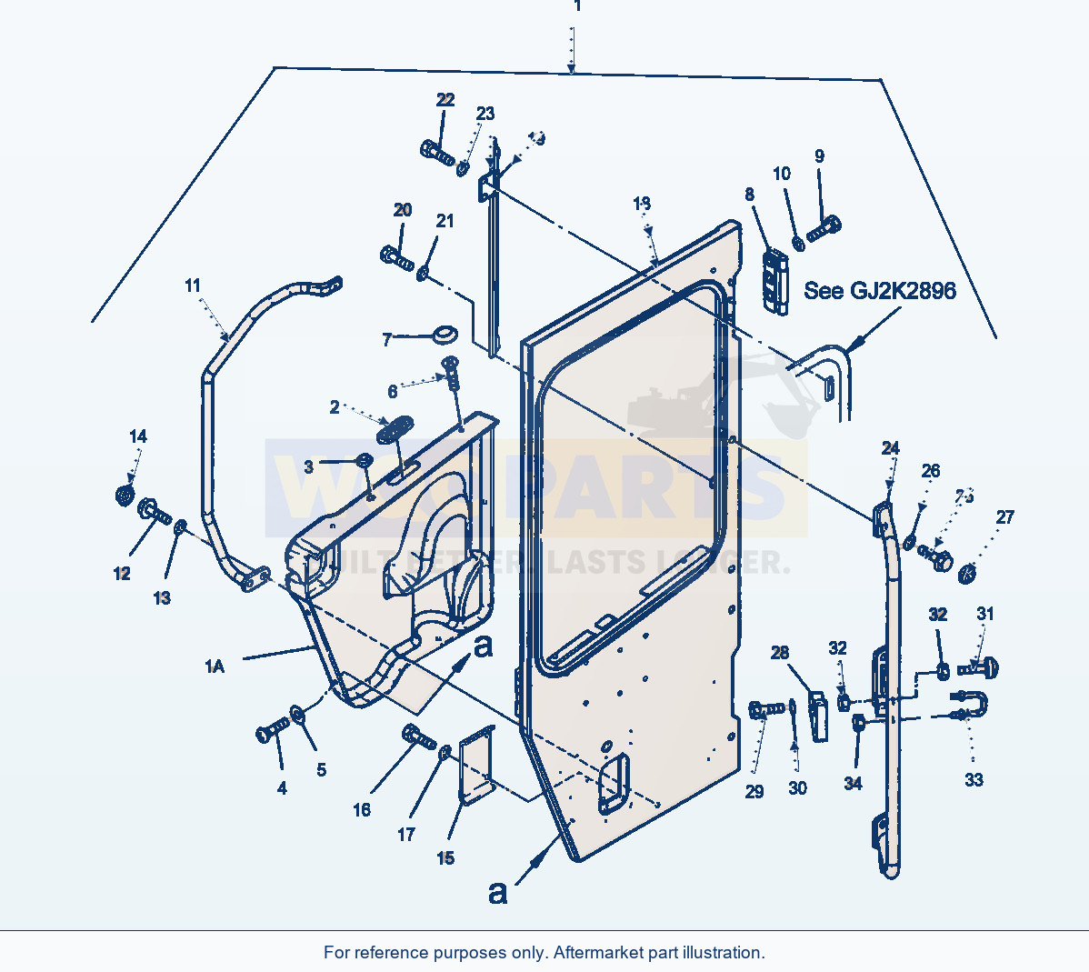 Komatsu WA470-5 Safety Cabin, Doors (Gj2K2895) parts diagram