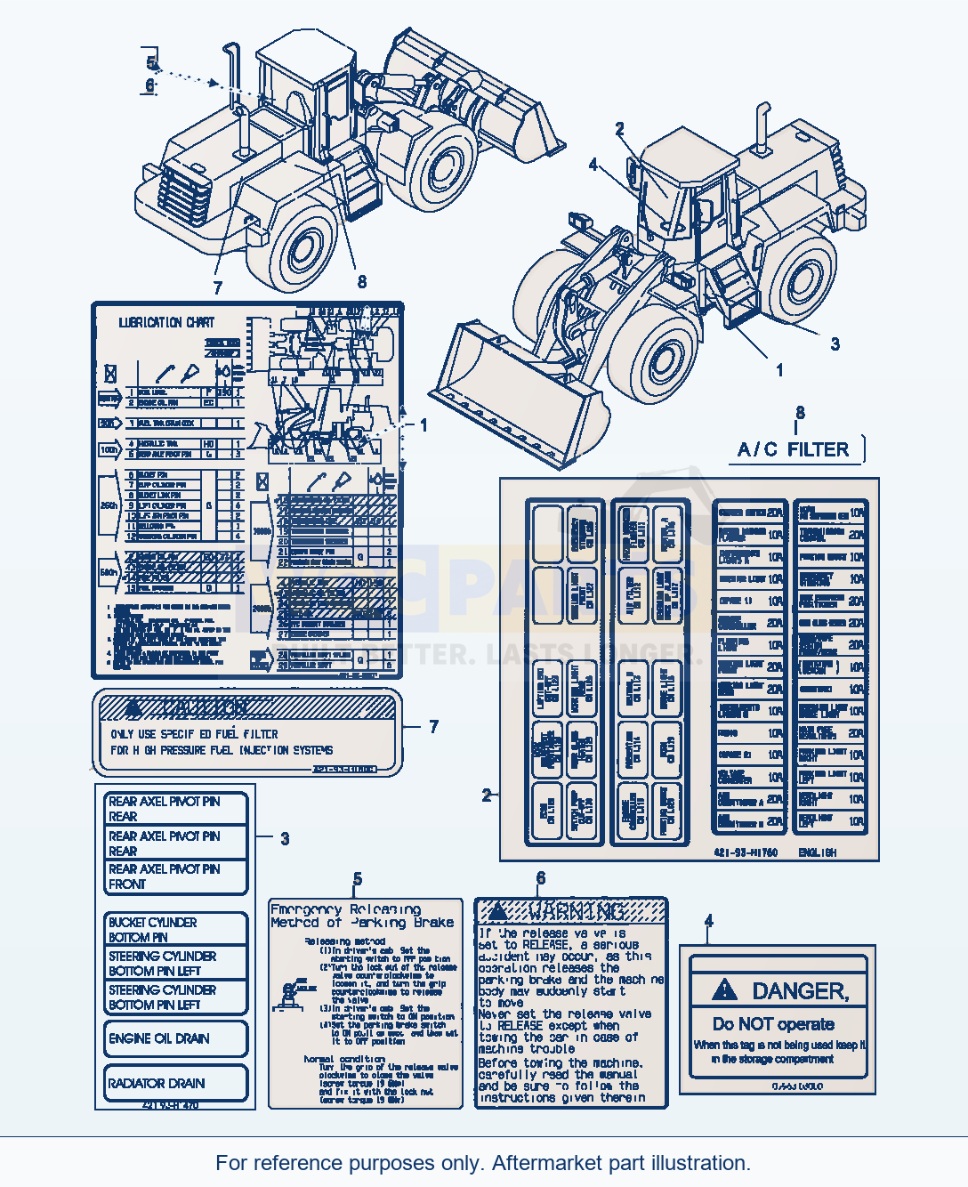 Komatsu WA470-5 Decals, English (Gj2K2971) parts diagram