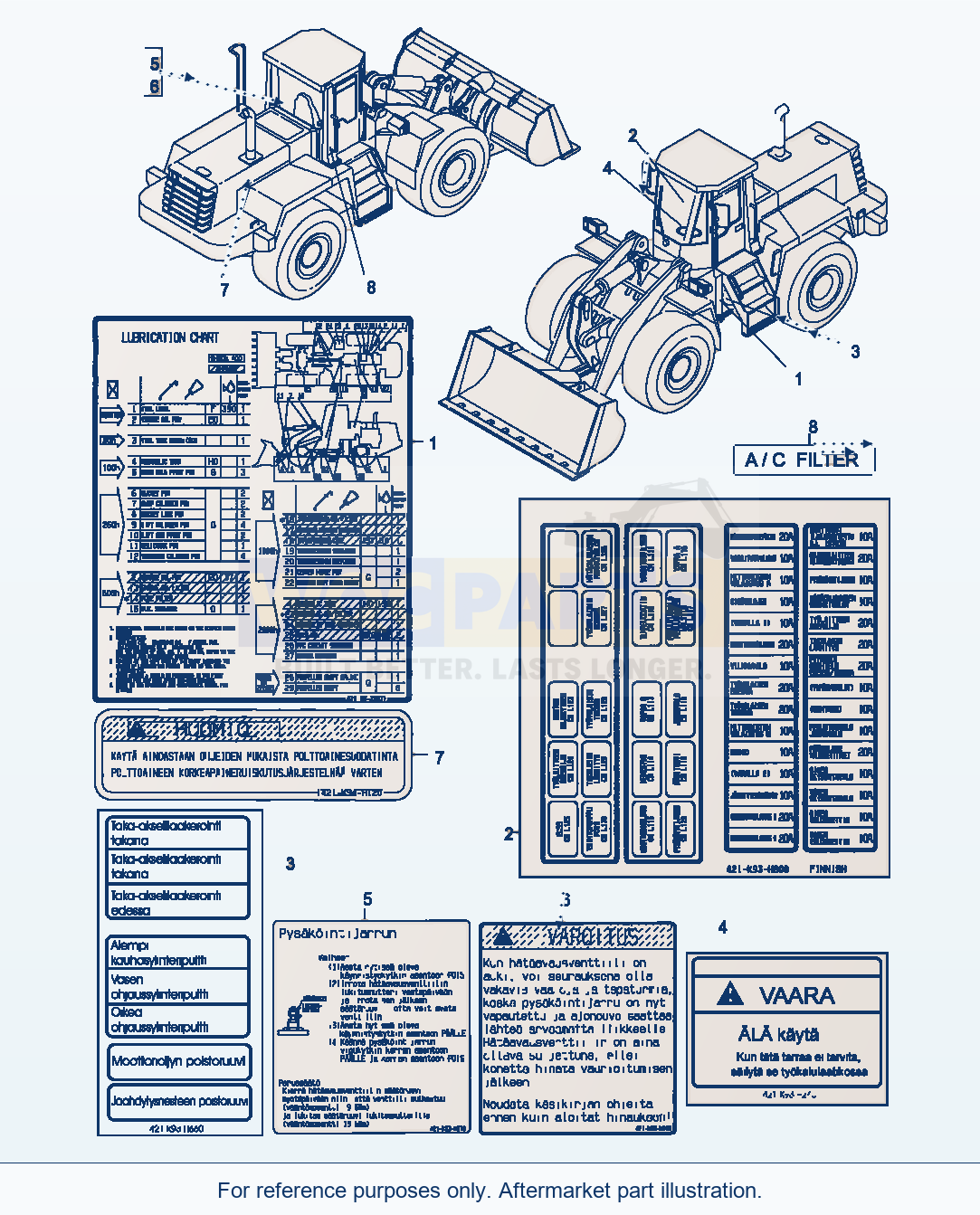 Komatsu WA470-5 Decals, Finnish (Gj2K2977) parts diagram