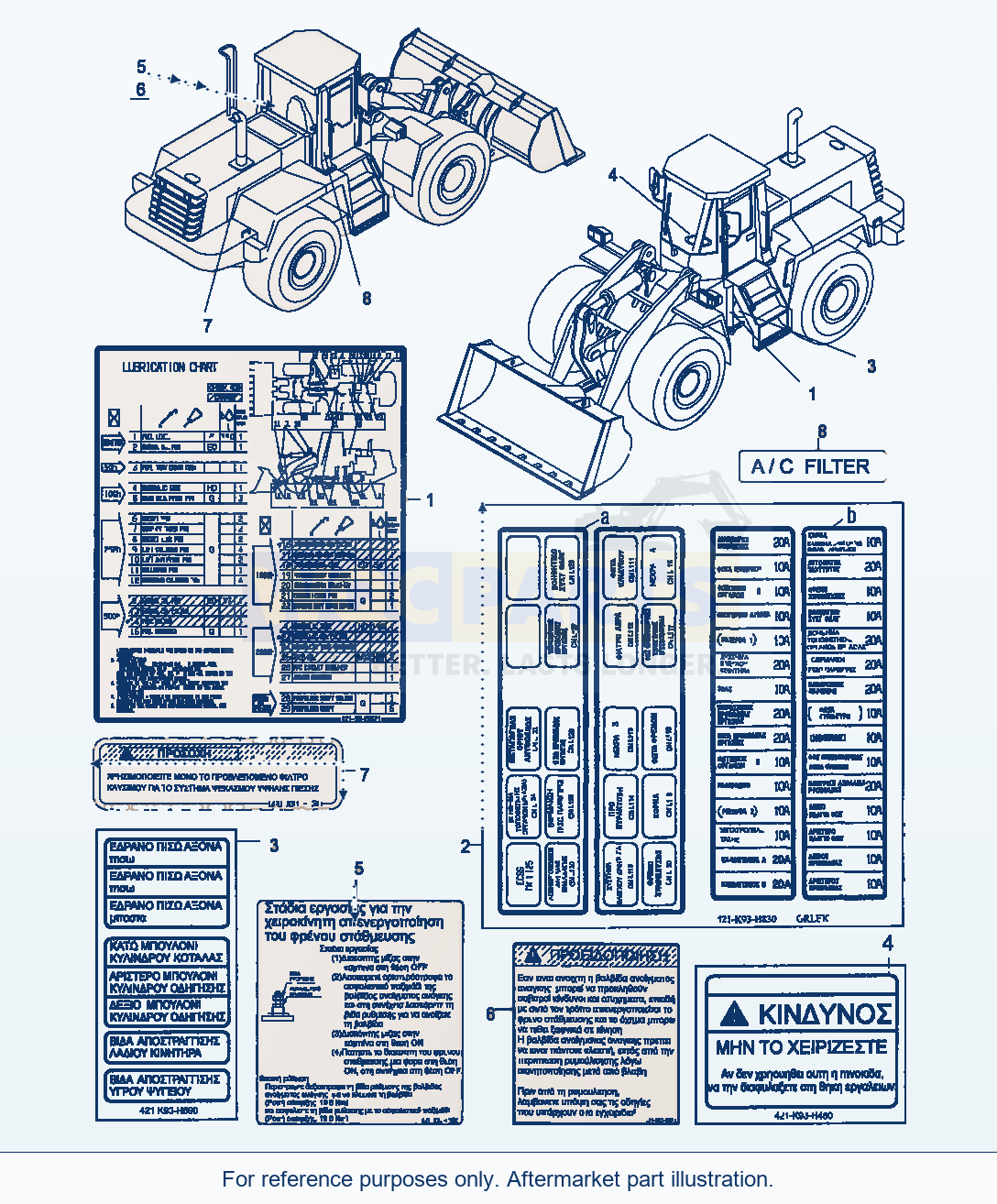 Komatsu WA470-5 Decals, Greek (Gj2K2981) parts diagram