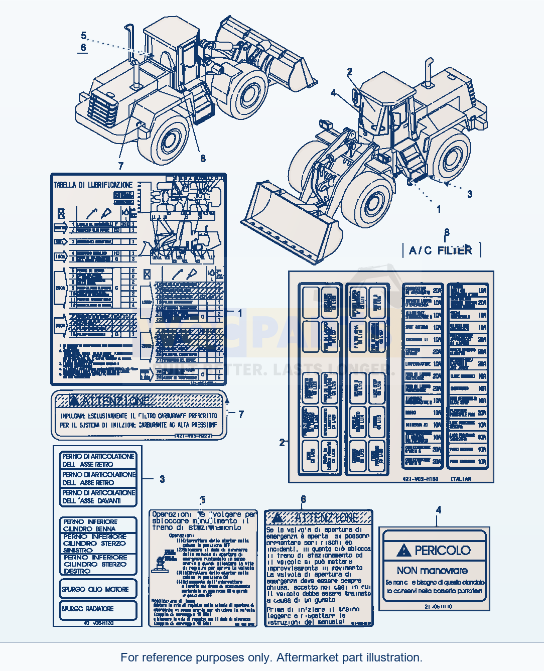 Komatsu WA470-5 Decals, Italian (Gj2K2973) parts diagram