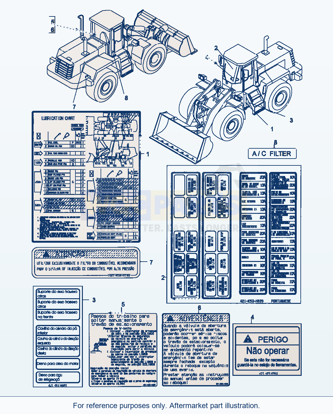 Komatsu WA470-5 Decals, Portuguese (Gj2K2980) parts diagram