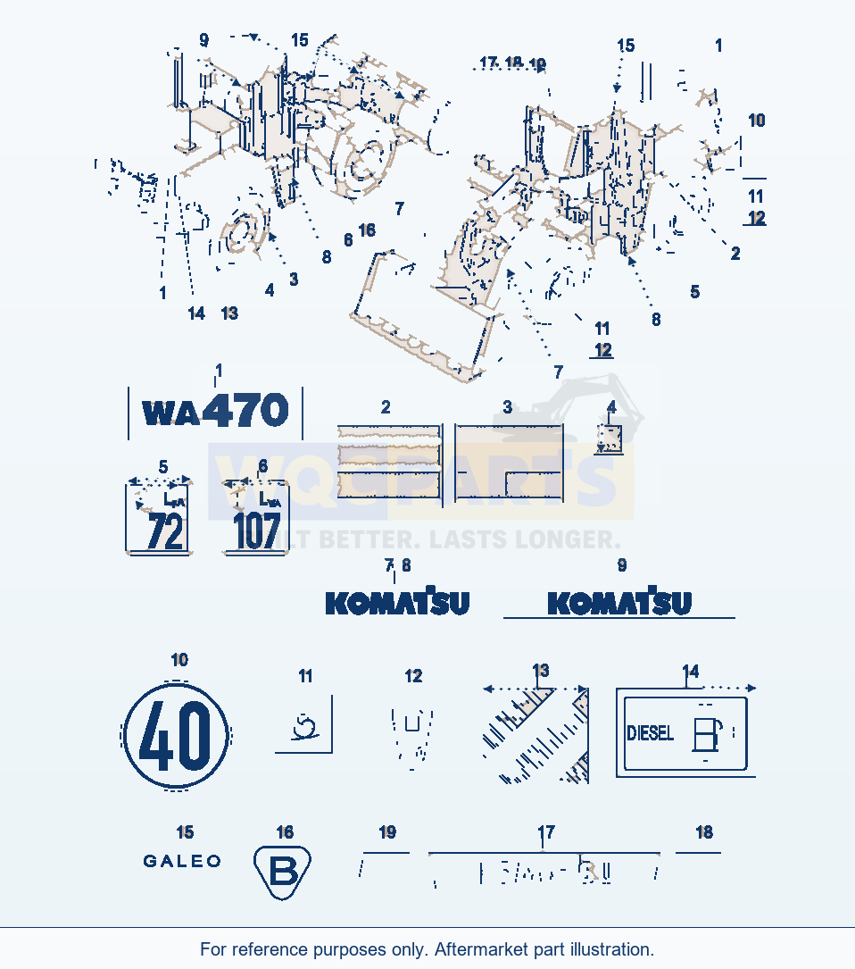 Komatsu WA470-5 Lettering (Gj2K2968) parts diagram