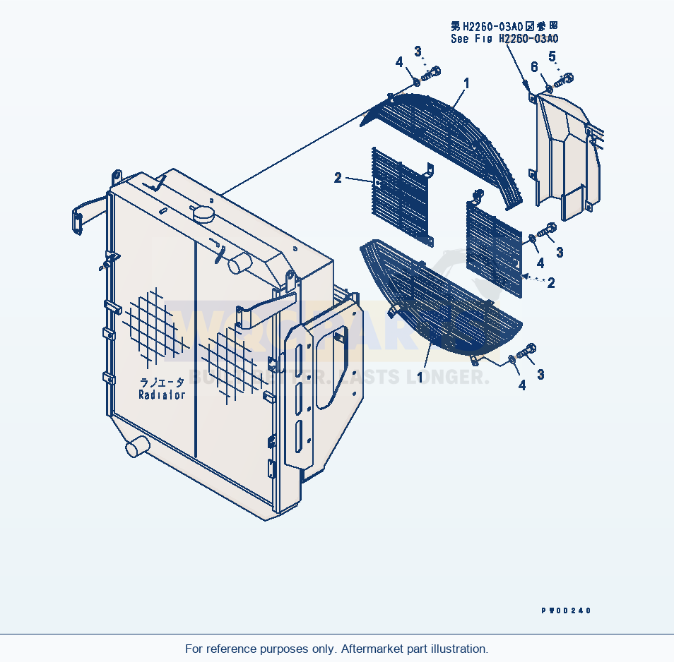 Komatsu WA470-5 Fan Guard Serial 70001-UP parts diagram
