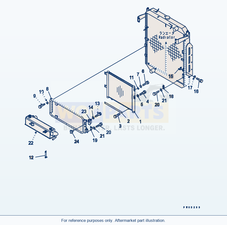 Komatsu WA470-5 Radiator (Oil Cooler Mounting) parts diagram
