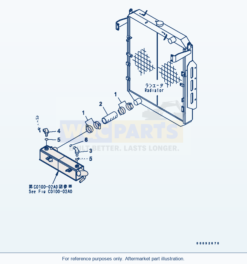Komatsu WA470-5 Radiator (Piping) (Lower)(#80100-) parts diagram