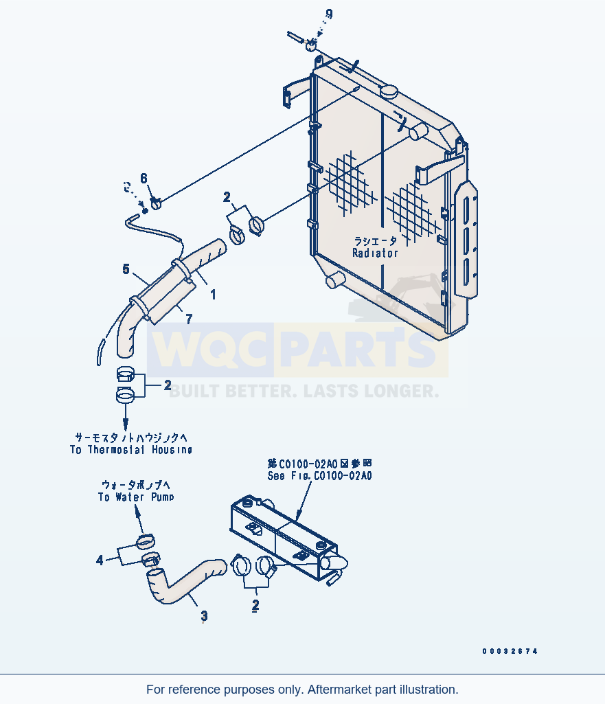 Komatsu WA470-5 Radiator (Piping) (Upper)(#80100-) parts diagram