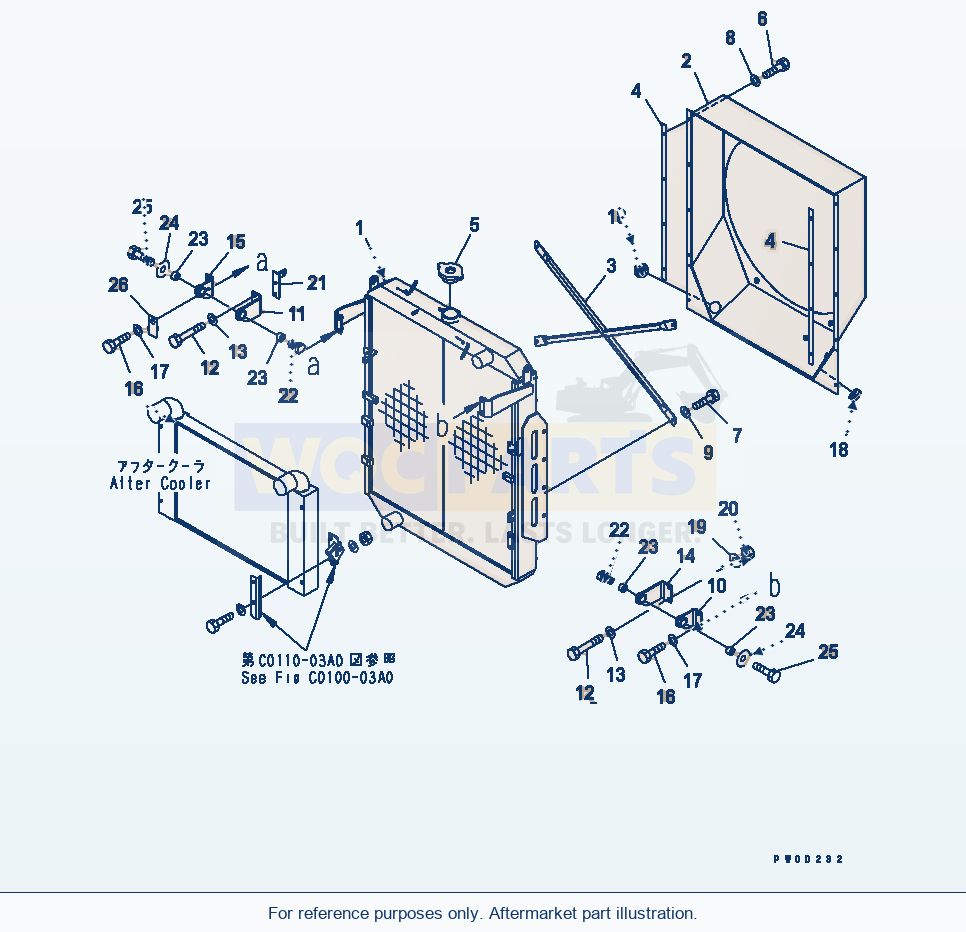Komatsu WA470-5 Radiator (Radiator Core) parts diagram