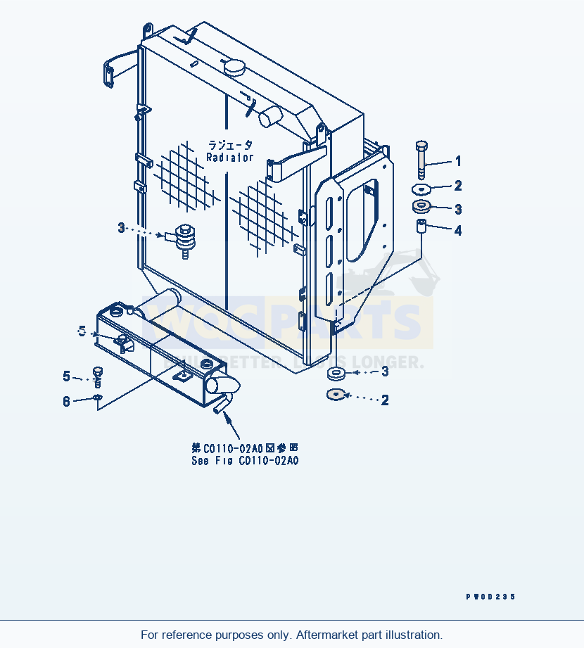 Komatsu WA470-5 Radiator (Radiator Mounting) parts diagram