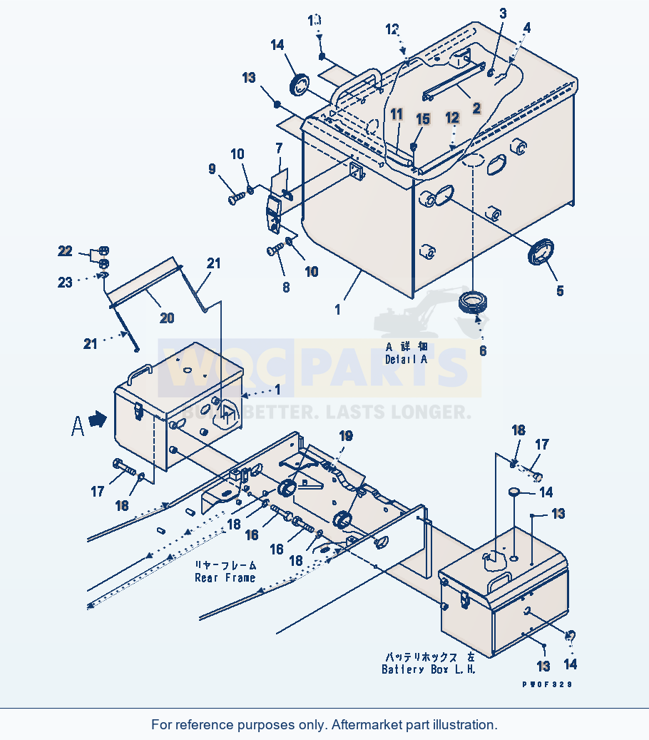 Komatsu WA470-5 Battery Box (R.H.) And Mounting (Tunnel Spec.) parts diagram