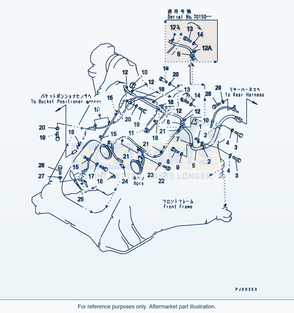 Komatsu WA470-5 Front Harness parts diagram