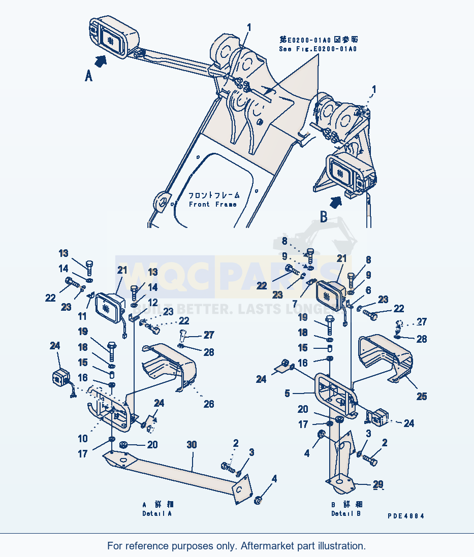 Komatsu WA470-5 Head Lamp Serial 70001-UP (OVERSEAS VERSION) parts diagram