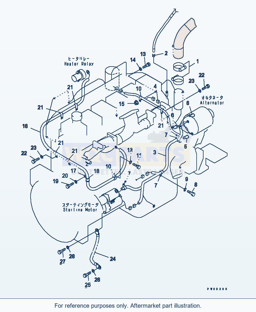 Komatsu WA470-5 Engine Realted Parts (Hose And Wiring Harness) parts diagram