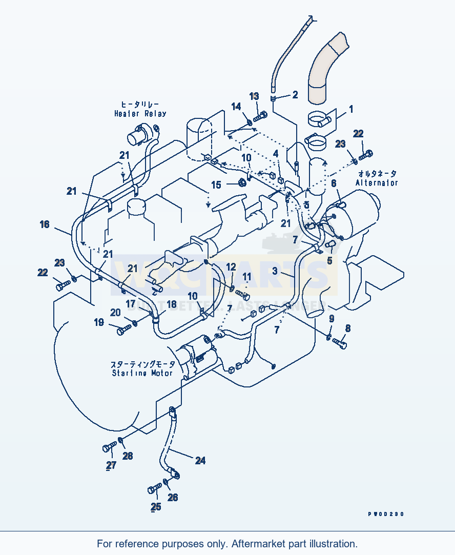 Komatsu WA470-5 Engine Related Parts (Hose And Wiring Harness) parts diagram