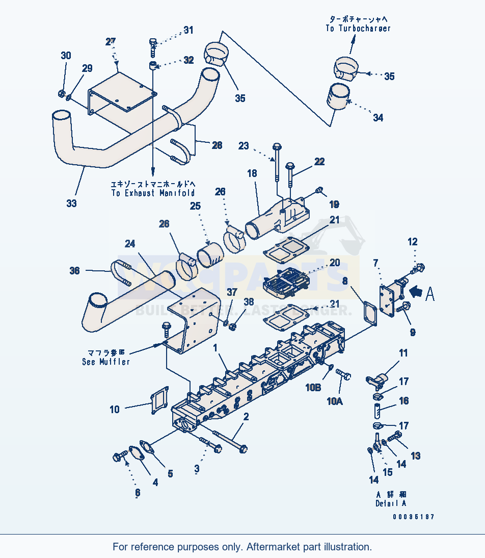 Komatsu WA470-5 Air Intake Manifold And Connection(#310001-) parts diagram