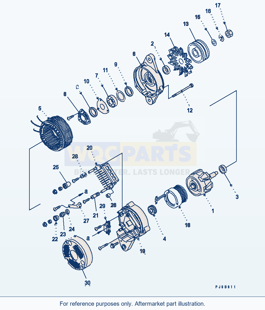 Komatsu WA470-5 Alternator (50A) (Inner Parts)(#310001-) parts diagram