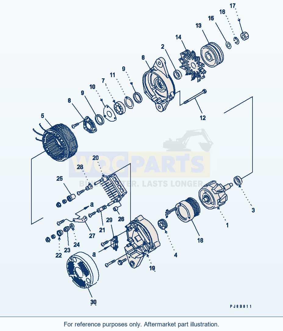 Komatsu WA470-5 Alternator (50A) (Inner Parts) parts diagram