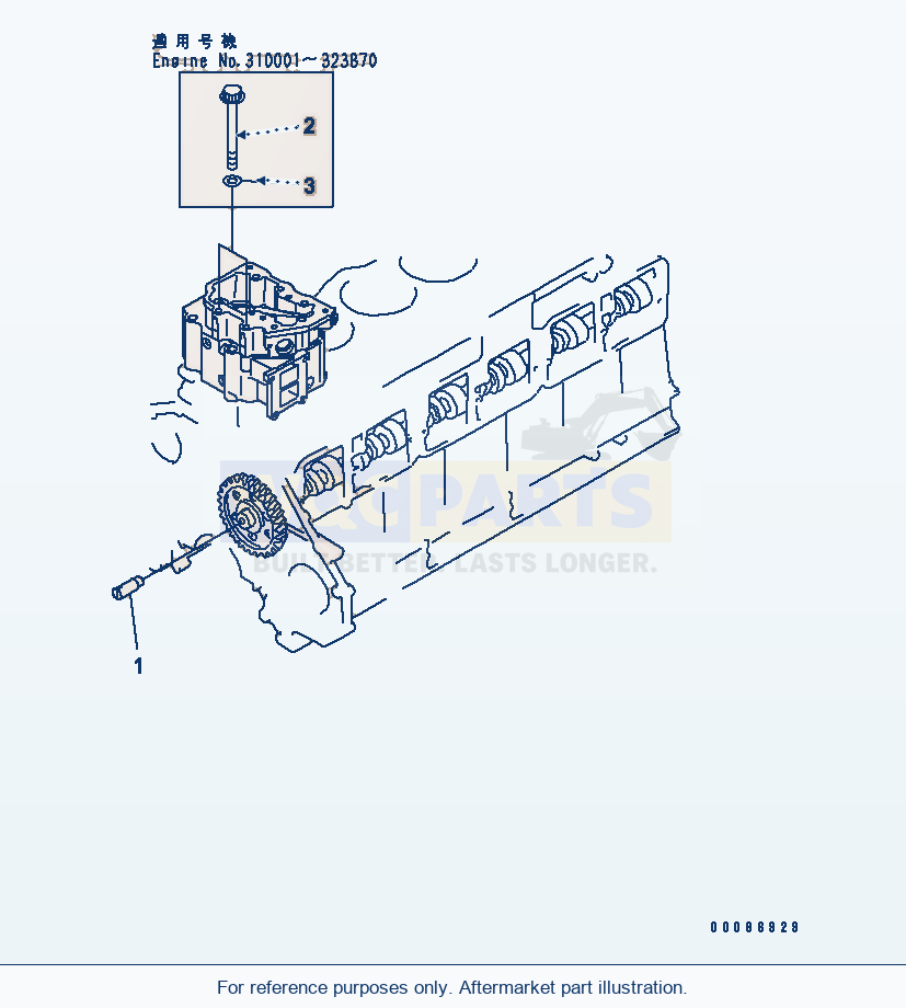 Komatsu WA470-5 Camshaft Accessory (Tachometer Drive)(#310001-) parts diagram