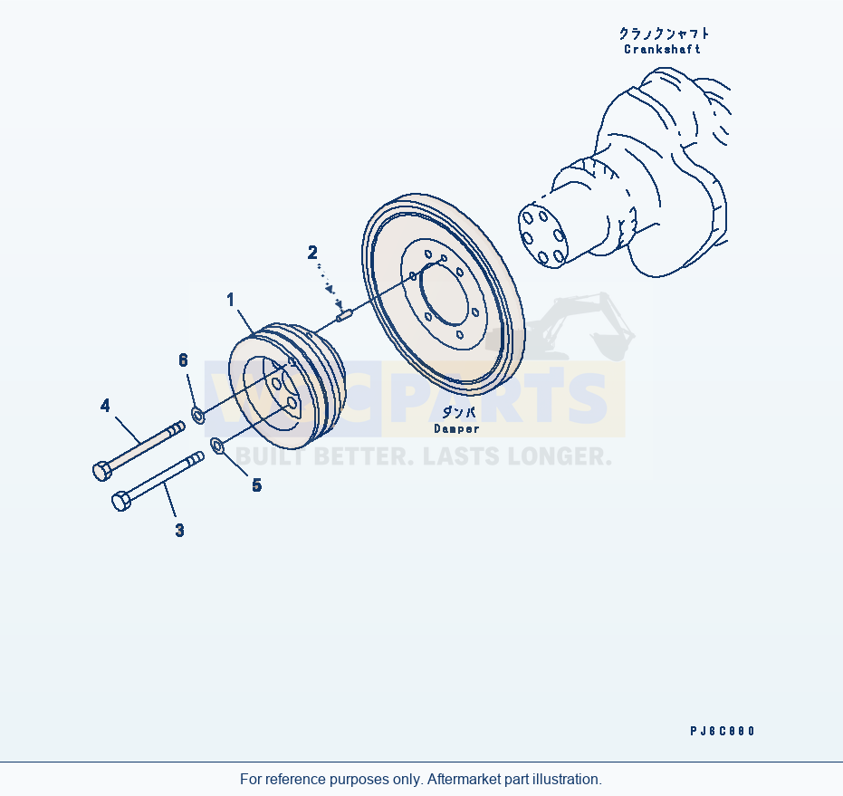 Komatsu WA470-5 Crank Pulley parts diagram