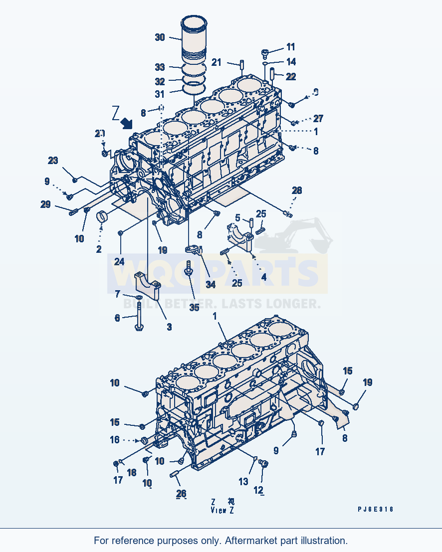 Komatsu WA470-5 Cylinder Block parts diagram