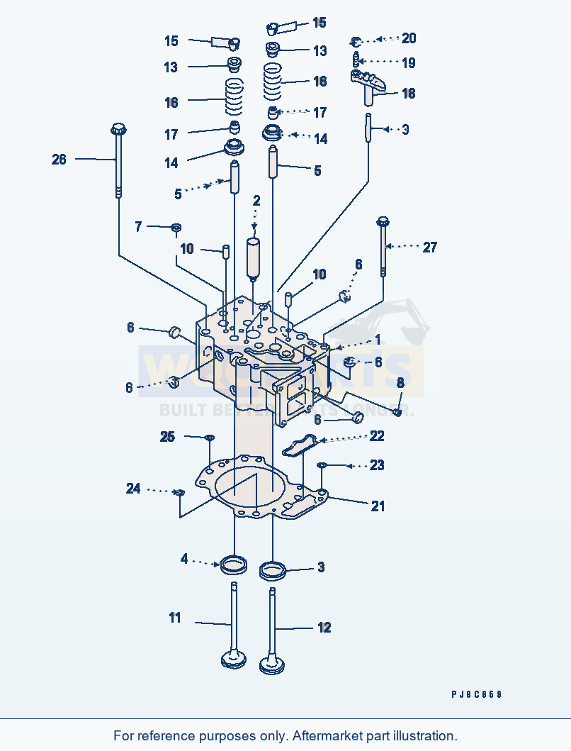Komatsu WA470-5 Cylinder Head(#310001-) parts diagram