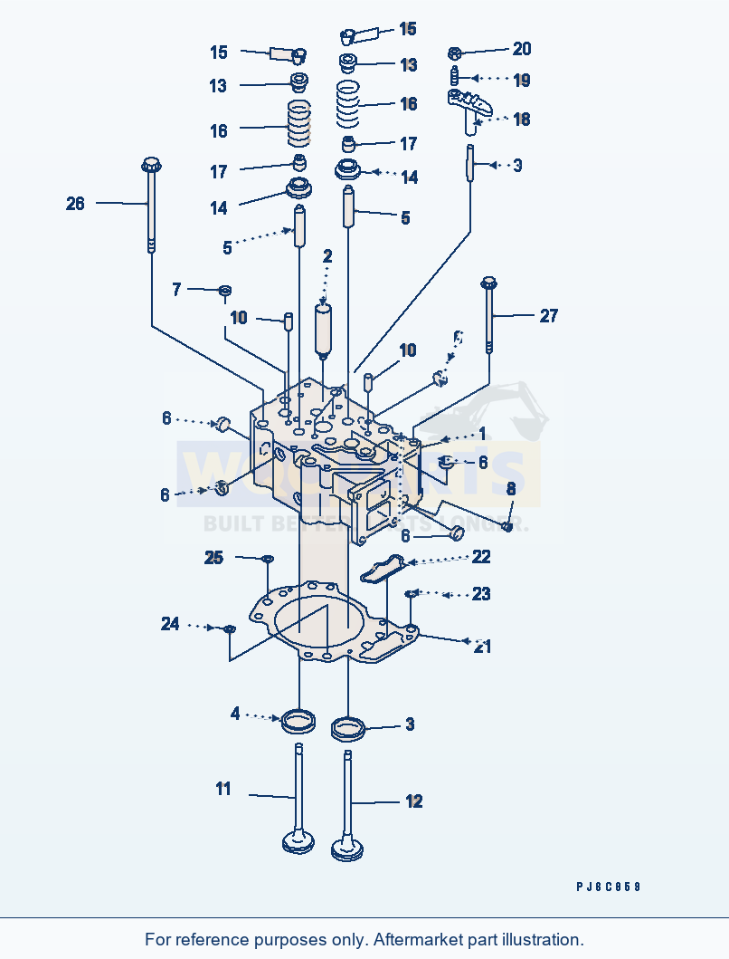 Komatsu WA470-5 Cylinder Head parts diagram