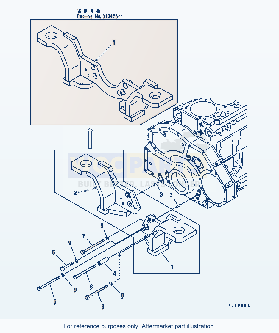 Komatsu WA470-5 Engine Mounting(#310001-) parts diagram