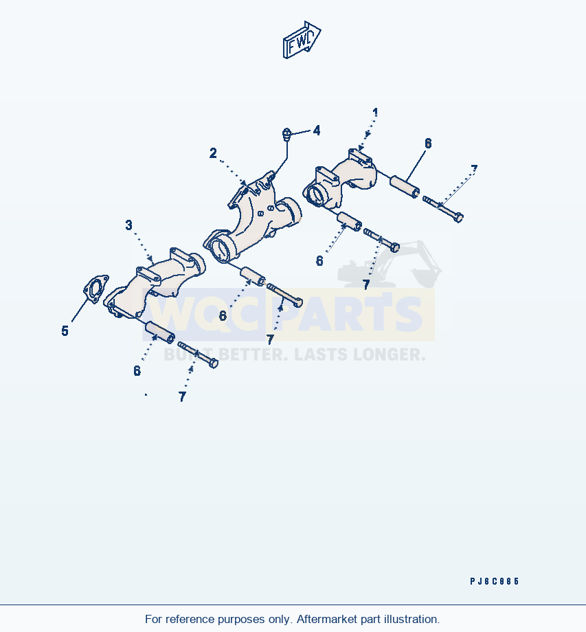 Komatsu WA470-5 Exhaust Manifold parts diagram