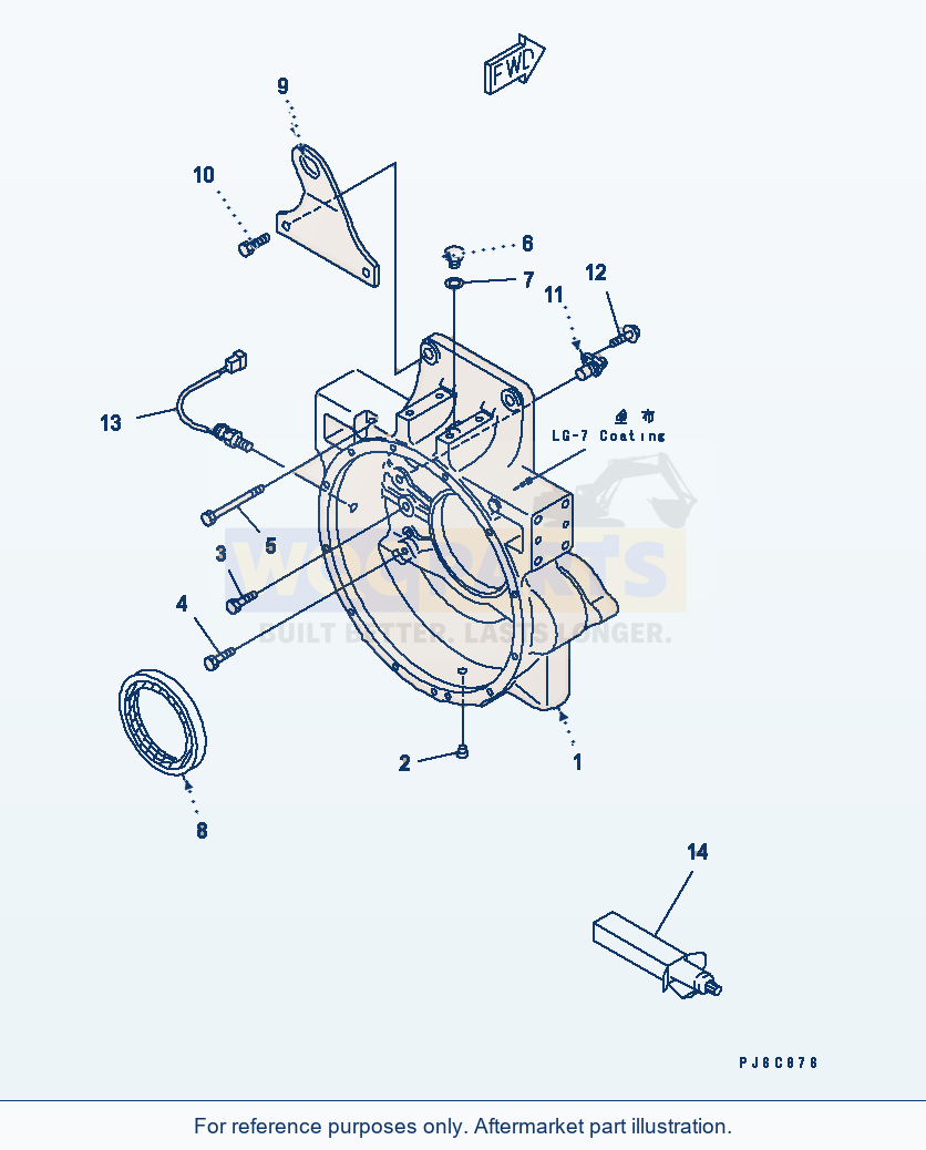 Komatsu WA470-5 Flywheel Housing parts diagram