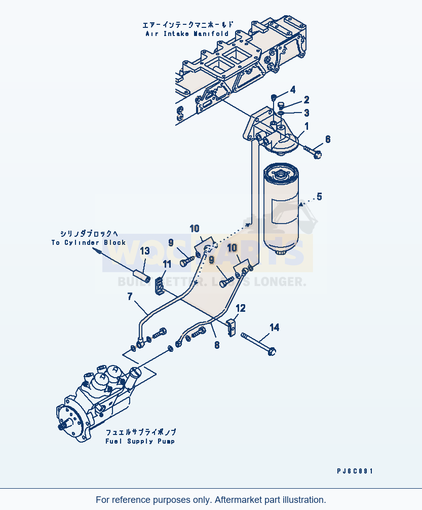 Komatsu WA470-5 Fuel Filter And Mounting parts diagram