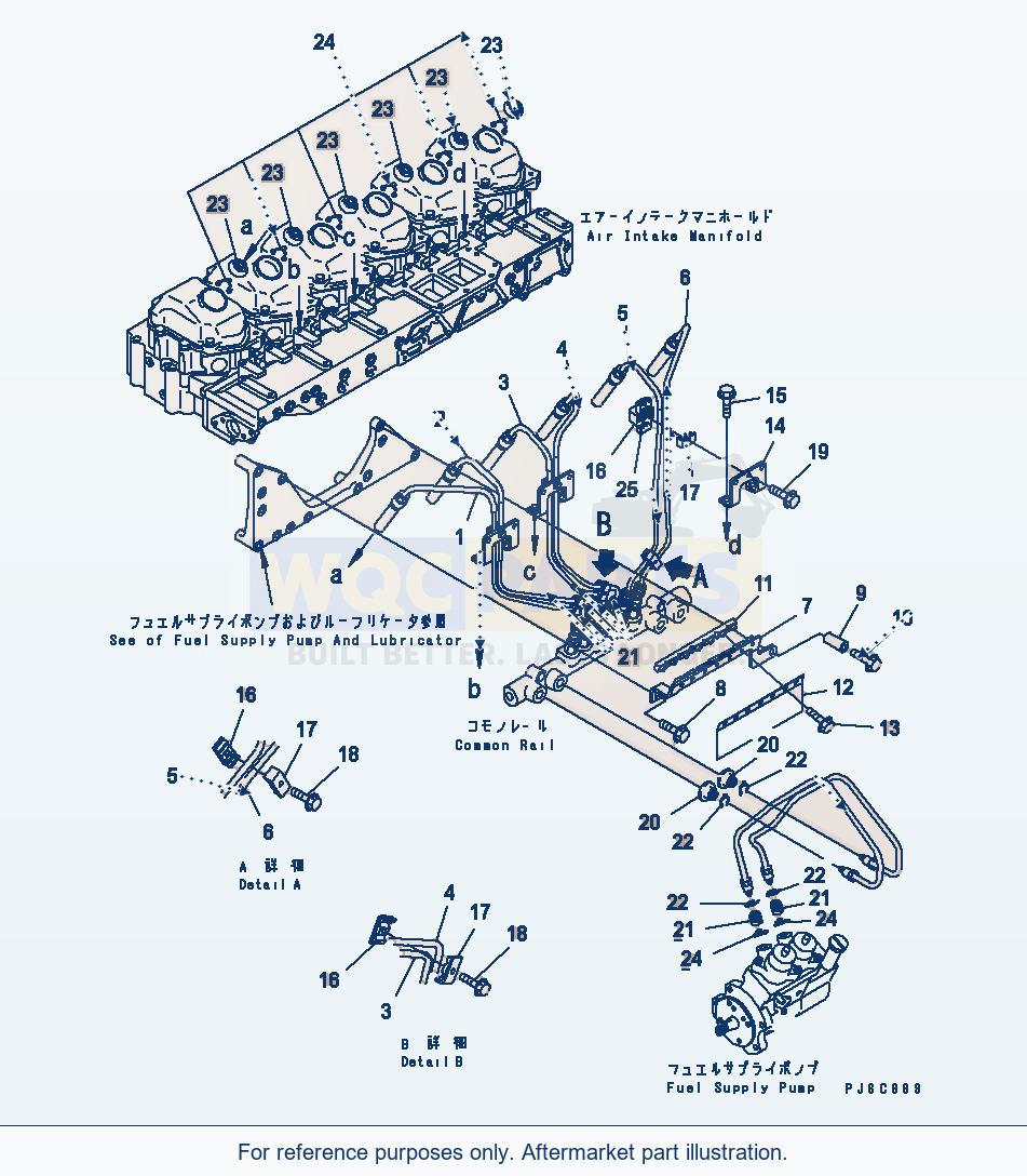 Komatsu WA470-5 Fuel Piping parts diagram