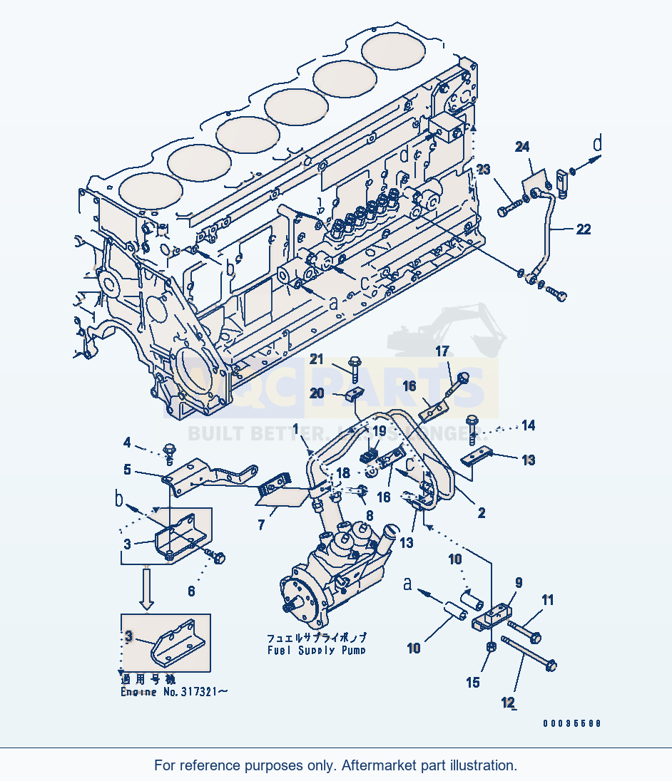 Komatsu WA470-5 Fuel Supply And Return Piping(#310001-) parts diagram