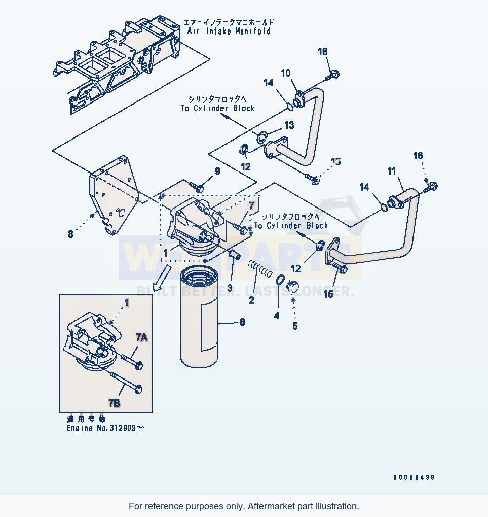 Komatsu WA470-5 Oil Filter And Piping(#310001-) parts diagram