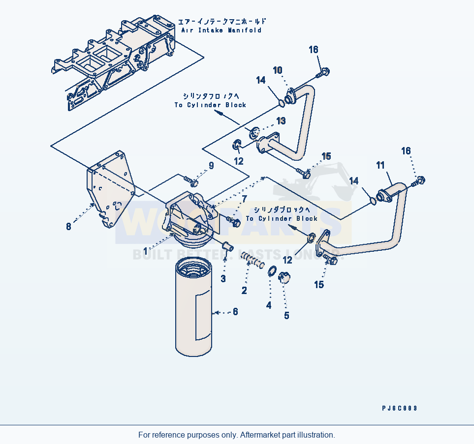 Komatsu WA470-5 Oil Filter And Piping parts diagram