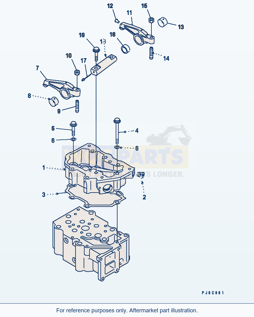 Komatsu WA470-5 Rocker Arm And Housing parts diagram
